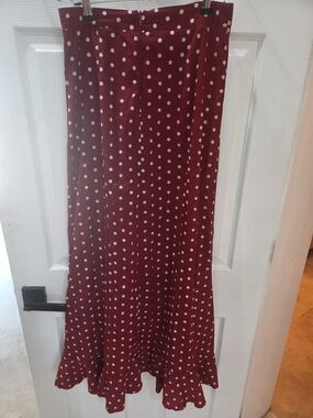 Polka Dot Midi Skirt - Red White